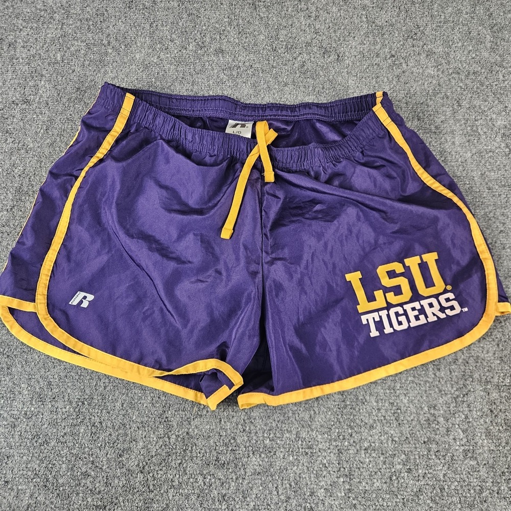 LSU Tigers Russell Youth L‎ 12-14 Purple Athletic Shorts Drawstring